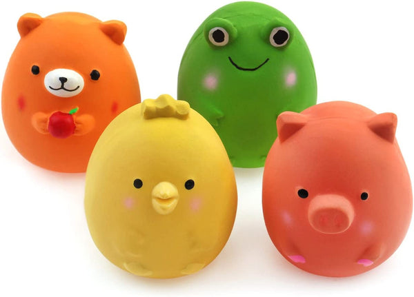 CHIWAVA 4PCS 2.4'' Squeak Latex Puppy Toy Funny Animal Sets Pet Interactive Play for Small Dog Assorted Color1