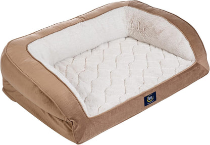 Serta Orthopedic Supportive Foam Quilted Couch Dog Bed with Soft Bolsters (Slate Gray) X-Large11