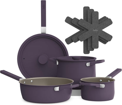 Fits-Anywhere™ 9-Piece Ceramic Nonstick Non-Toxic Cookware Set, Plum1