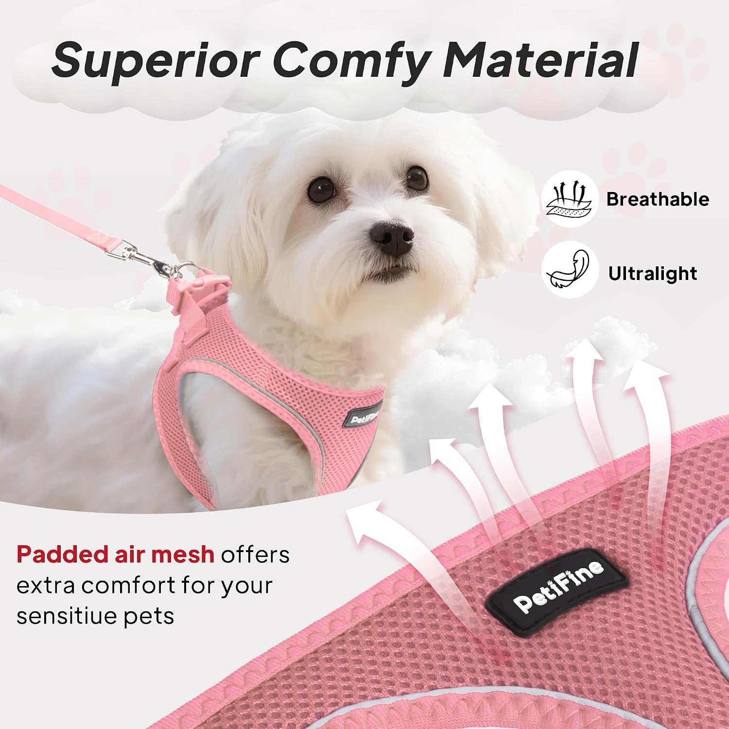 small-dog-harness-and-leash-set-breathable-step-in-puppy-cat-harness-xs-reflective-for-safe-easy-walking-soft-light-puppy-vest-escape-proof-no-pull-harness-for-dogs-all-weather-air-mesh-harness