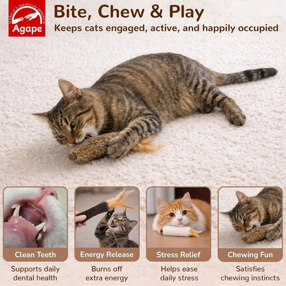 Agape Long Rabbit Fur Cat Toys, 3-Pack with Catnip & Silvervine | 3-Pack Soft Furry Cat Toys for Indoor Cats and Kittens, Great for Biting, Chasing, Bunny Kicking and Self Play3