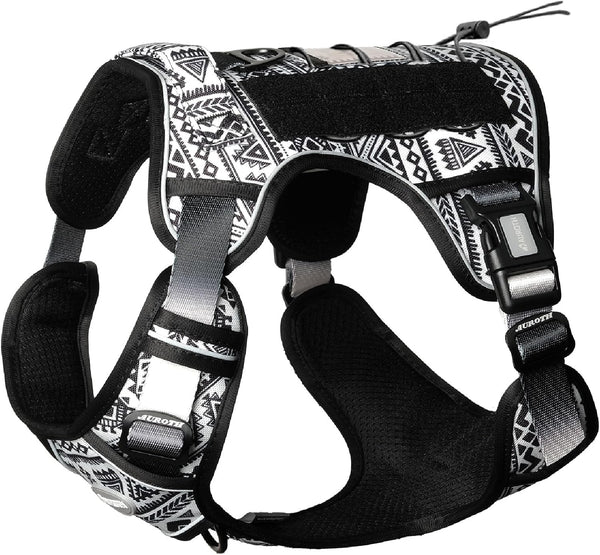 Auroth Tactical Dog Harness for Large Dogs No Pull Adjustable Pet Harness Reflective K9 Working Training Easy Control Pet Vest Military Service Dog Harnesses Army Yellow L68