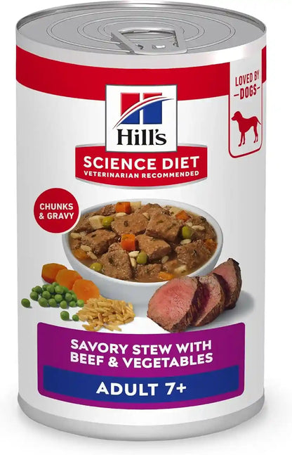 Hill'S Science Diet Adult 7+ Wet Dog Food | #1 Veterinarian Recommended, Beef & Vegetables, 12.8 Oz. Cans, 12-Pack1