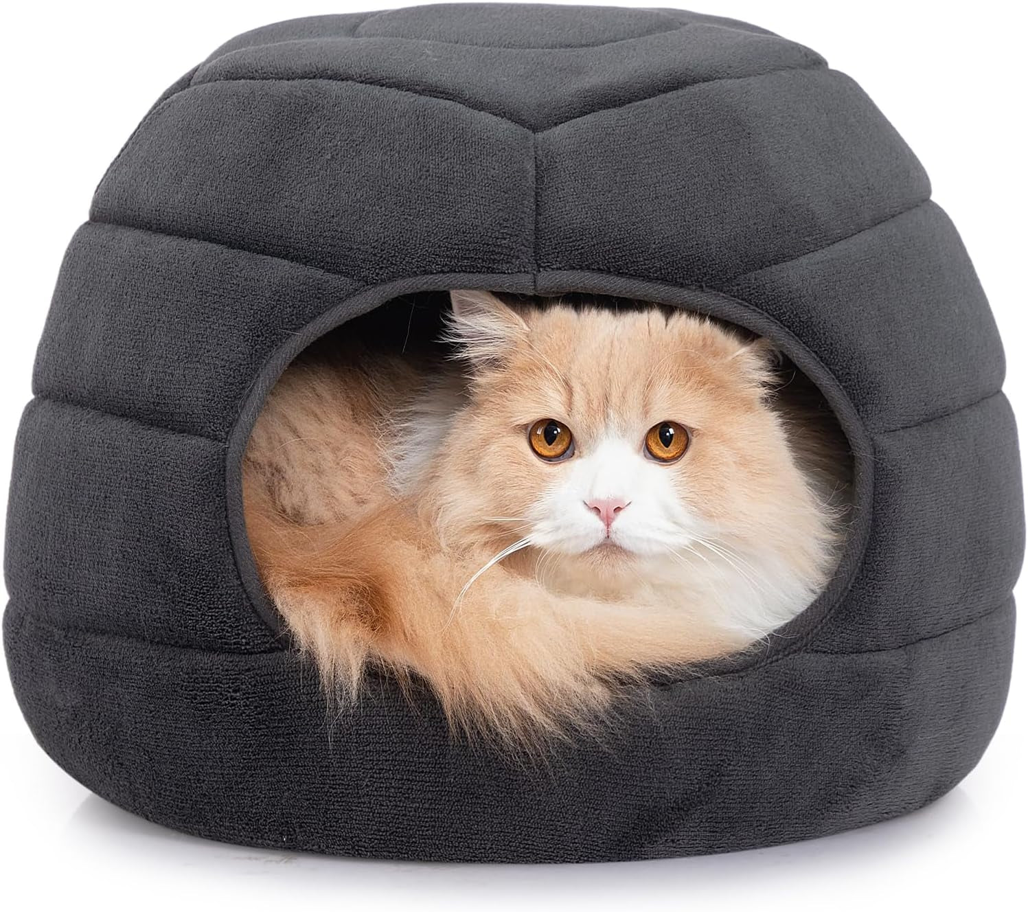 hollypet-cat-bed-cave-for-indoor-cats-for-pets-up-to-15-lbs-pineapple-warm-cat-bed-cats-cave-condo-covered-kitty-house-with-removable-washable-cushion-cozy-enclosed-pet-bed-for-small-dogs