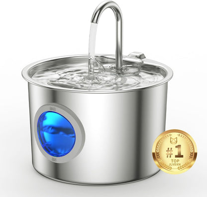 Cat Water Fountain Advanced 304 Stainless Steel 2.2L/74Oz with Detachable Tank, Easy to Clean, Automatic Pet Fountain Quiet Cats Water Dispenser, Perfect for Cats Dogs Indoor1