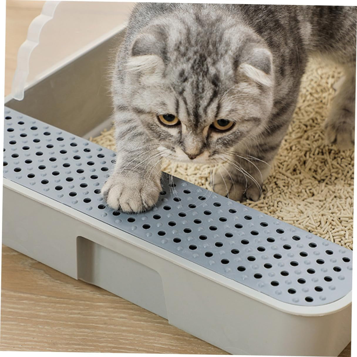 eringogo-semi-closed-cat-litter-box-potty-with-detachable-anti-splash-durable-pan-small-gray-for-kitten-toilet-and-cat-housebreaking