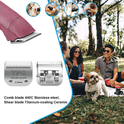 7FC Dog Grooming Ceramic Blades,Compatible with Andis,Oster A5,Wahl KM10 | Size 7FC Detachable Ceramic Blade 1/8-Inch 3.2MM Cut Length,3 Pack3