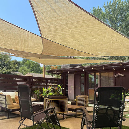 12' X 12' X 12' Triangle Sun Shade Sail for Outdoor Patio, Sand | HDPE Fabric, 95% UV Block, Breathable Sunshade, Canopy for Garden Backyard Deck, NOT Waterproof, Custom Size Available1