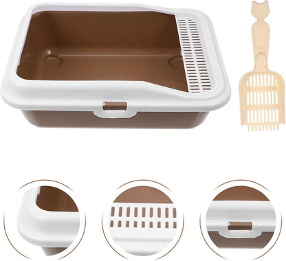 Milisten Cat Litter Box with Scoop Splash-Proof Kitten Litter Pan Medium Square Plastic Cat Toilet and Pet Housebreaking8