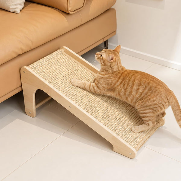 PETKARAY Sisal Cat Scratcher Ramp, L Shaped Scratching Post and Scratch Pad for Indoor Cats, Couch Furniture Protector, Chevron9