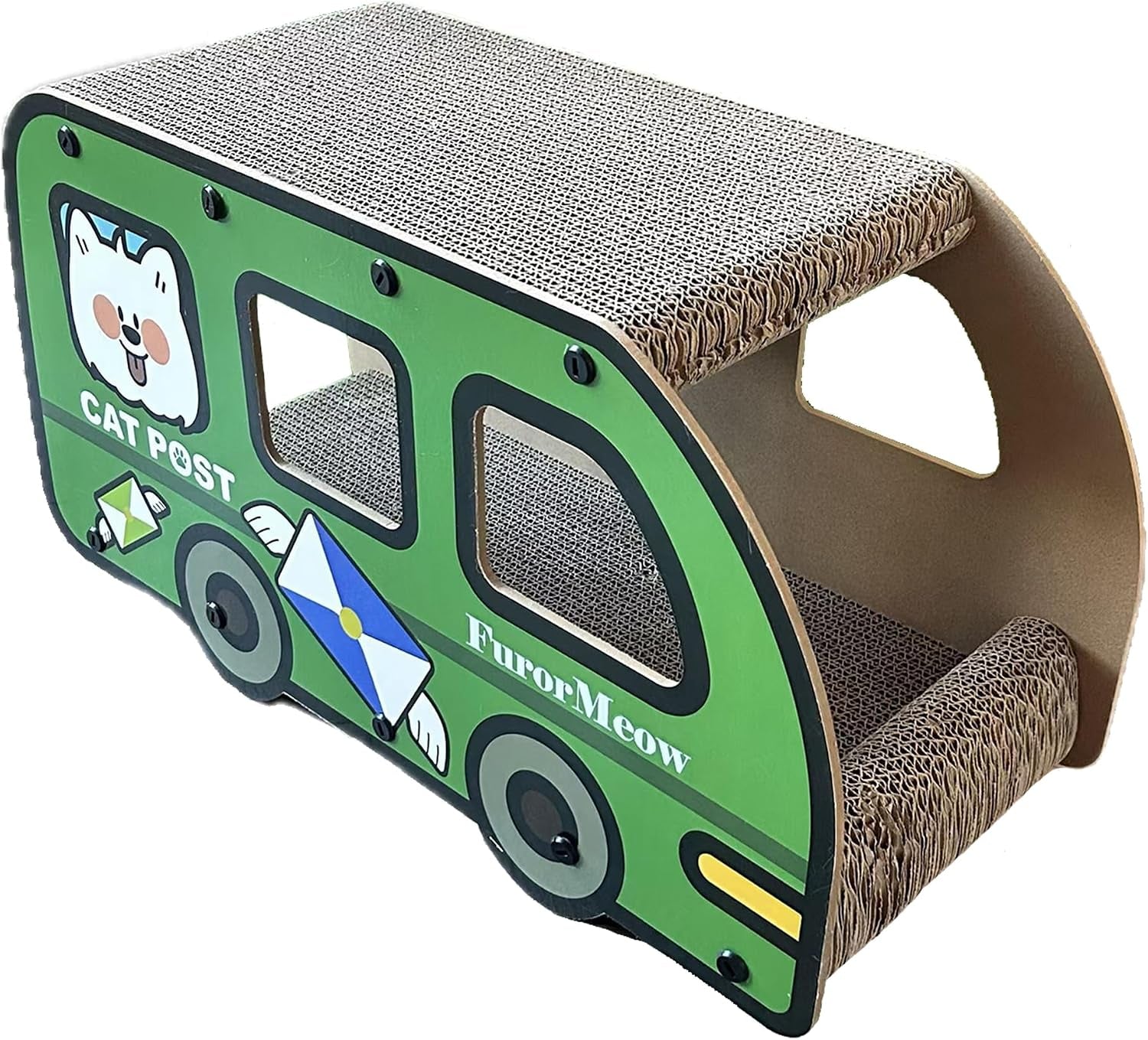 cat-scratching-house-cat-cardboard-house-green-bus-long-scratching-post-9x11-8x22-inches-fun-cube-tunnel-peekaboo-hideaway-for-indoor-cats