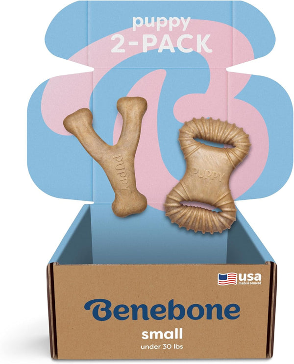 Benebone Puppy 2-Pack Dental Chew/Wishbone Dog Chew Toys, Made in USA, Real Bacon Flavor11