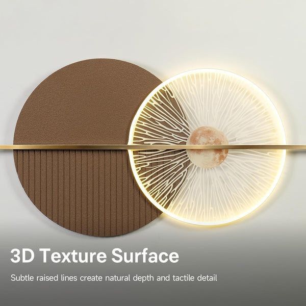 Large LED 3D Wall Art for Living Room, Modern Abstract Acrylic Luxury Textured Horizontal Wall Decor Prints, Brown Minimalist Geometric Lighted Home Decor for Bedroom Dining Room Hallway9