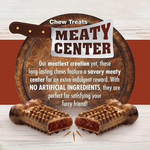 Nylabone Healthy Edibles Meaty Center Dog Treats, Beef Flavor, 12 Count | Natural Dog Chew Bones, Made in USA, Highly Digestible, Help Clean Teeth, Long Lasting Chews for Small Dogs up to 25 Lbs2