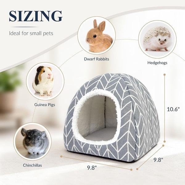 Guinea Pig Hideout Bed, Dwarf Rabbit House Cave | Cozy Hide-Out Cage Accessories for Little Bunny, Hedgehog, Ferret, Chinchilla & Other Small Animals, Grey6
