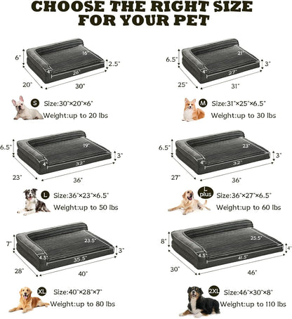 WINDRACING Orthopedic Dog Beds for Medium Dogs, Waterproof Egg Foam Dog Sofa Bed with L Bolster Sides, Washable Medium Pet Bed with Removable Cover & Non-Slip Bottom, 36 X 23 Inch, Gray5