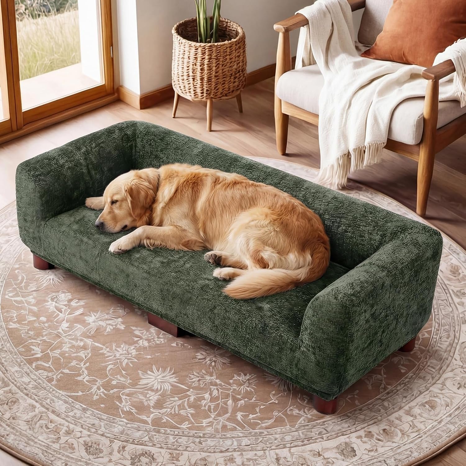dog-couch-sofa-for-large-extra-large-dogs-elevated-pet-bed-with-legs-button-tufted-chenille-dog-couch-with-backrest-and-armrests-modern-indoor-dog-furnituregreen-xxl-55-x-28-x-15