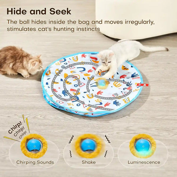Potaroma Interactive Cat Toys, Fast Moving Ball in Play Mat, Automatic Motion Activated Ball Hide and Seek for Indoor Exercise Kicker, Animal Squeaky, 28 Inch Mat | Automatic Motion Activated Ball Hide and Seek for Indoor Exercise Kicker, Animal Squeaky, 28 Inch Mat3