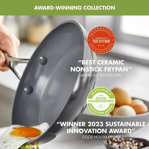 Valencia Pro 4.5QT Ceramic Nonstick Sauté Pan, Hard Anodized | Pfas-Free Nonstick, Induction Ready, Compatible with All Stovetops, Hard Anodized, Gray, Dishwasher Safe, Oven Safe to 600F2