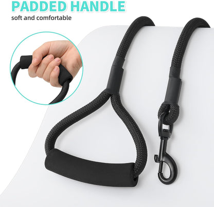 Mile High Life Dog Leash, 4FT X 1/2IN Black, with Padded Handle | Heavy-Duty Nylon Rope Leash with Soft Handle & Steel Tips. Comfortable Grip for Daily Walks with Small to Large Dogs.3