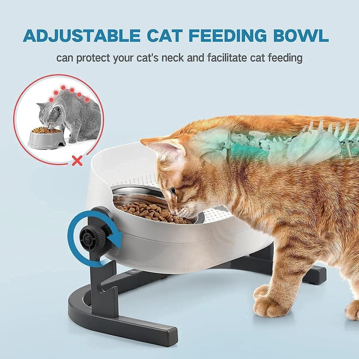 all-for-paws-height-adjustable-cat-elevated-bowls-stainless-steel-dog-food-water-bowls-height-adjustable-cat-feeder-mess-proof-pet-feeding-bowls-for-small-to-large-size-cats