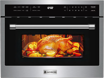 24 Inch Built-In Microwave Convection Oven,1.6Cu.Ft Air Fryer Combo | 1000W,Sensor Cooking & Auto Menu,11-Level Power More than 12 Cooking Modes, Drop down Door, Stainless Steel1