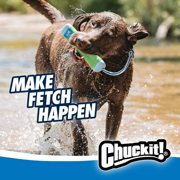 Chuckit! Amphibious Bumper Fetch Stick Toy for Dogs - Floats in Water - Interactive Dog Toys to Keep Them Busy - Tough Rubber, Nylon, and Foam - Non-Slip Rope Handle - Size Medium - Assorted Colors3