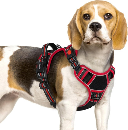 Eagloo Dog Harness No Pull for Large Dogs, Easy on & off with 3 Buckles | No Choke with Front Clip, Adjustable Fit, MOLLE System, Reflective Vest, Easy Control for Walking, Black, Large15
