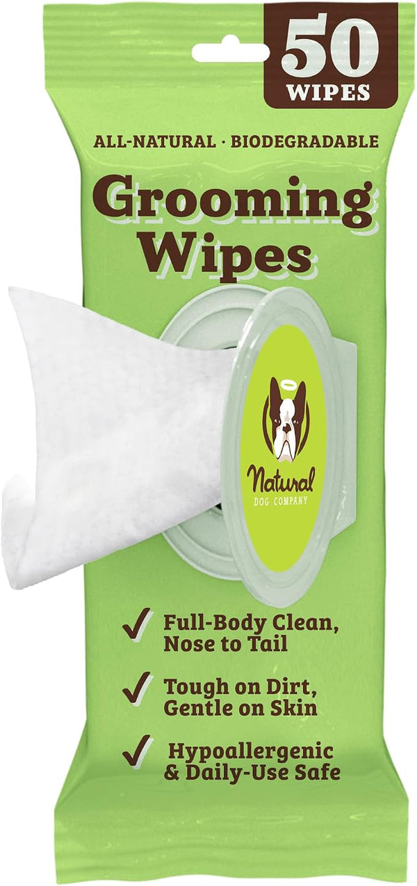 Natural Dog Company Wrinkle Wipes for Dogs, 100 Count, Hypoallergenic, Cleaning & Deodorizing, for Grooming Faces, Paws & Butts15