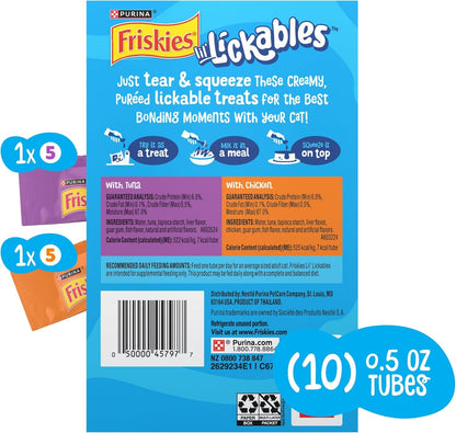 Purina Friskies Lil' Lickables with Chicken or Tuna Variety Pack Lickable Cat Treats - 5 Oz. (Pack of 10)9