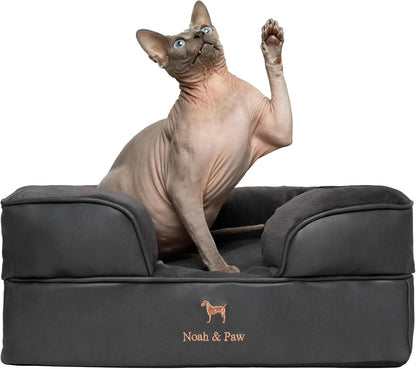 NOAH & PAW Large Dog Bed, 35X25X11 Inch, Orthopedic Dog Beds, Eggshell Memory Foam Infused with Cooling Gel, Inner Cover, Water Resistant, Machine Washable (Faux Leather)13