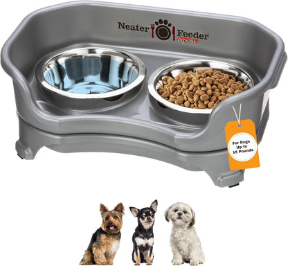 Neater Feeder Express Mess Proof Dog Bowls Elevated for Small Breeds under 15 Lb, Made in USA, No Spill Raised Dog Food Bowl Stand, Stainless Steel Food and Water Bowl Set, Feeding Station, Cappuccino13