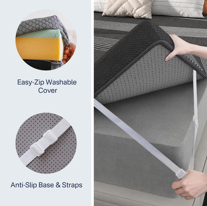 3 Inch Twin XL Mattress Topper Memory Foam, Cooling Gel & Non-Slip Straps | College Dorm Essentials, Pressure Relief & All Night Comfort, Certipur-Us5