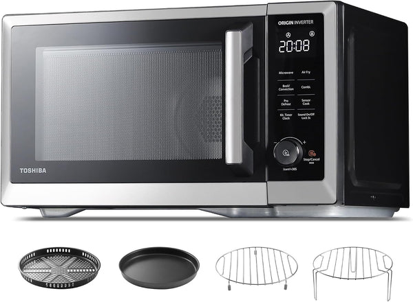 Countertop Microwave Oven Air Fryer Combo, Inverter, Convection, Broil, Speedy Combi, Even Defrost, Humidity Sensor, Mute Function, 27 Auto Menus, 1.0 Cu.Ft, 1000W, Stainless Steel1