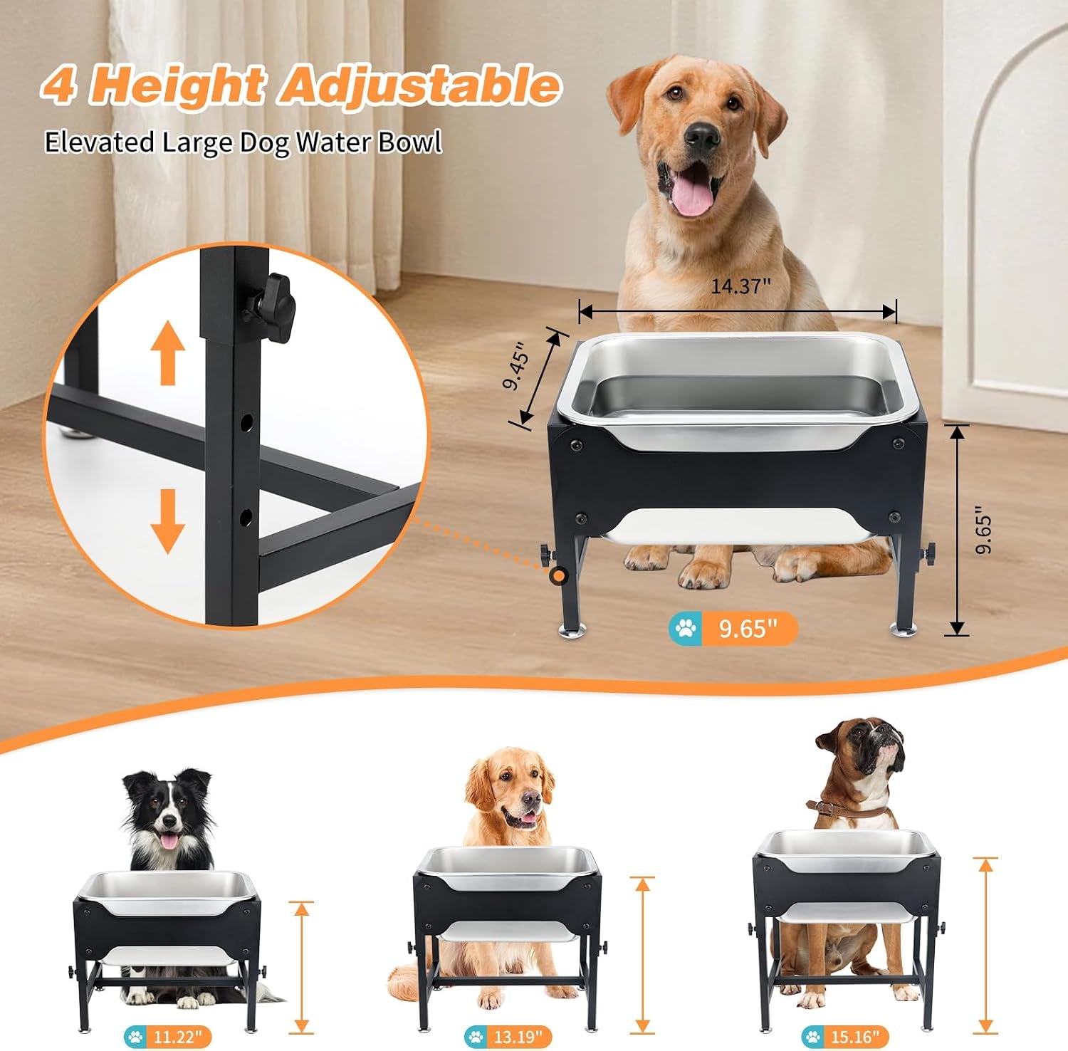 3-gallon-elevated-dog-water-bowl-raised-stand-for-large-dogs-4-adjustable-heights-9-65-15-16-in-stand-3-gallon-bowl-14-x-10-6-x-5-9-in-size-indoor-outdoor-use-easy-to-clean