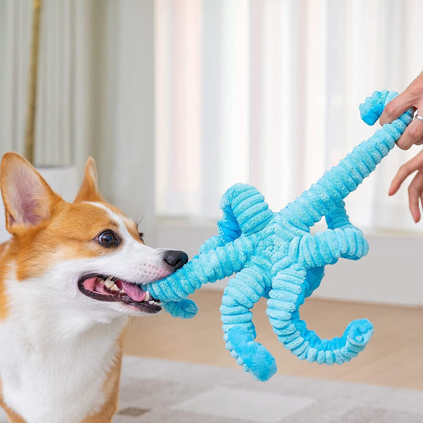 Dog Toys for Aggressive Chewers Indestructible Squeaky Dog Toys Octopus-Tug of War Dog Toys for Large Breed Tough Interactive Stuffed Dog Chew Toys for Puppies Small & Large Dogs5