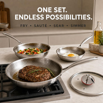 Titanium Pans for Cooking, Titanium Frying Pan with Lid (8In) | Uncoated Hammered Pro Skillet, PFAS PFOA PTFE Free, Induction, Gas, Oven and Dishwasher Safe2