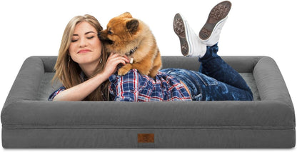 XL Orthopedic Waterprood Dog Bed for Extra Large Size Dogs | 360 Degree Bolster Support, Egg Crate Foam, Waterproof Liner, Non-Slip Bottom, Machine Washable Cover, 45 X 35 Inch13