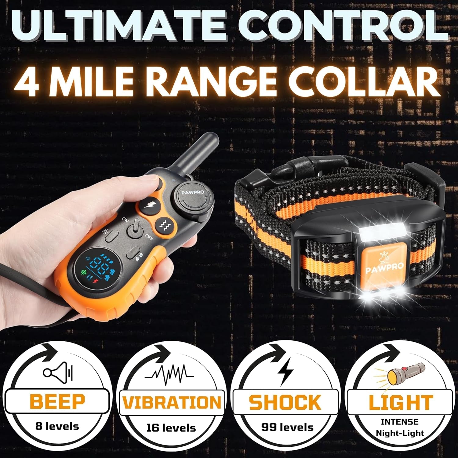 dog-shock-collar-with-remote-unmatched-4-mile-range-night-light-mode-training-guide-included-124-training-levels-4-modes-beep-vibration-shock-waterproof-rechargeable-fits-all-dogs-1-collar