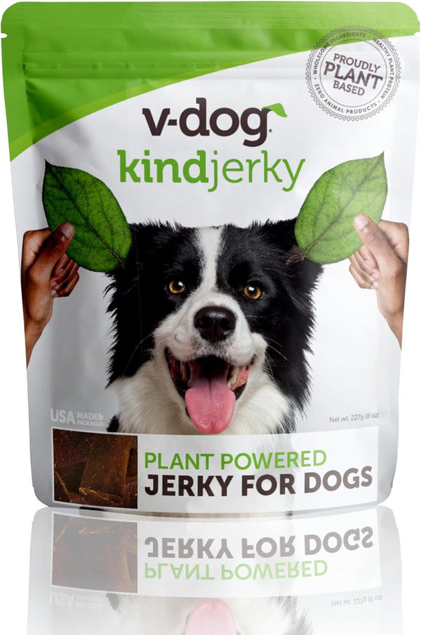 V-Dog Kind Jerky - 100% Vegan Jerky Dog Treats - Plant Based Protein and Superfoods - 8 Ounce - All Natural - Made in the USA1