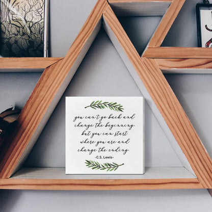 Inspirational Quotes Desk Decor, Wooden Box Sign, Change the Beginning | Motivational Desk Decor for Women Men Alcoholics Anonymous Counselor Therapist, Home Office Wooden Box Sign Decor5