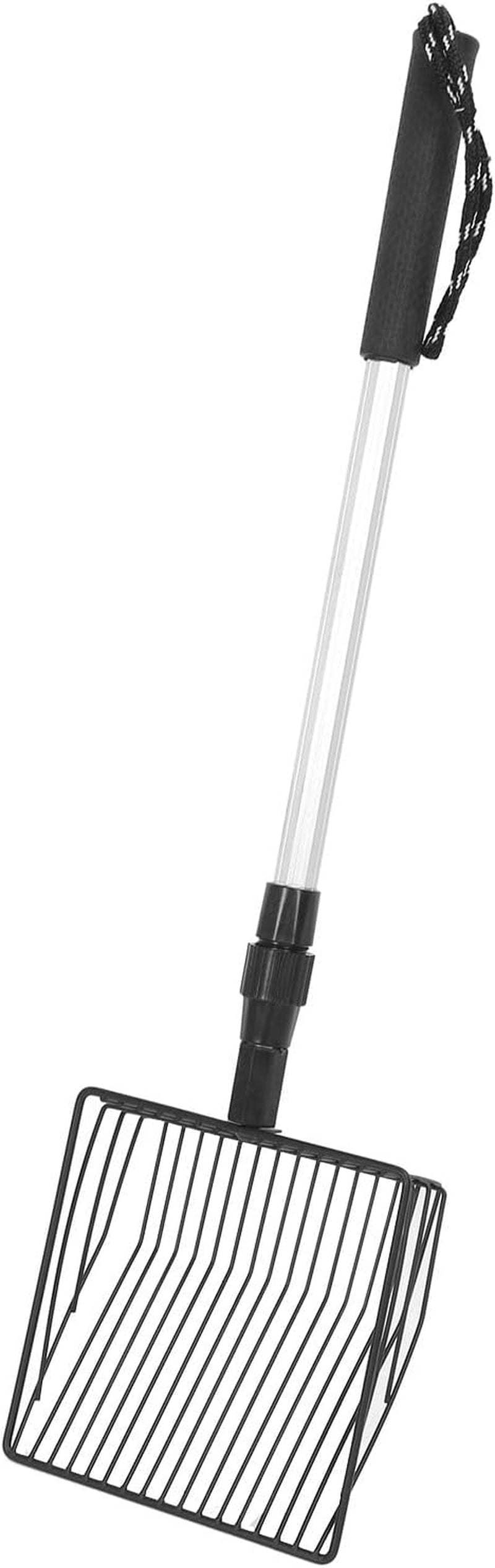 qiilu-metal-poop-scoop-extendable-cat-litter-scoop-lightweight-versatile-fine-screen-long-handle-pooper-scooper-cat-poop-sifter-pet-supplies-cats-litter-housebreaking-scoops-model-a-2-section