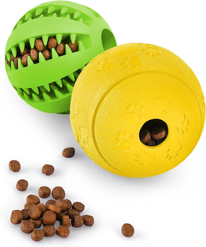 HIPPIH Dog Puzzle Toy 2 Pack, Interactive Dog Toys for Treat Dispensing, Durable Puppy Toys for Teething, Dog Treat Ball for Teeth/Slow Feeder/Iq Training/Playing, Blue-2.75‘’, Green-3.14‘’10