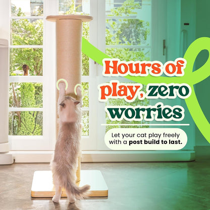 50" Tall Cat Scratching Post, Extra-Large Post for Large Cats | 36 Lb Heavy Build, Thickest 7.3 Inch Sisal Column, Wax Oiled Plywood Base, Stable for Maine Coon and Large Cats3