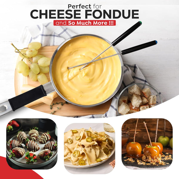 1.5 Quart 18/8 Stainless Steel Double Boiler with Glass Lid | 5-Layer Capsule Base, Ideal for Melting Chocolate, Butter, Cheese, Wax, Long Stay-Cool Handle, Comfortable Grip5
