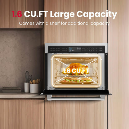 24 Inch Built in Microwave Oven, 1000W, 11 Levels, Sensor Cook, Touch Control, LCD Display, 1.6 Cu. Ft Wall Microwave Oven Combos, Stainless Steel8