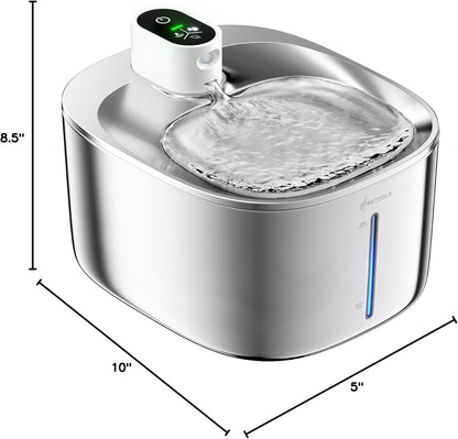 Wireless Cat Water Fountain Stainless Steel,135Floz/4L Battery Operated Automatic Pet Fountain,Cordless Cat Water Dispenser Pet Drinking Water Fountain for Multicat Cats Dog Outdoor10