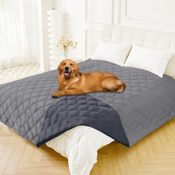 Smiry Waterproof Dog Bed Cover, Reversible Pet Blanket for Sofa Couch | Soft Washable Dog Blanket, Leakproof Couch Cover for Dogs Cats & Furniture Protection, 52X82, Grey/Dark Grey54