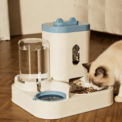 Automatic Cat Feeder and Water Dispenser Set, Gravity Pet Food Bowl and Waterer Station Large-Capacity for Small Medium Pets Puppy Kitten Rabbit (Blue)1