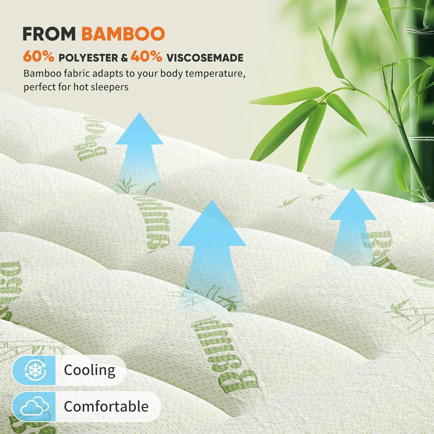 ultra-soft-full-size-mattress-topper-viscose-made-from-bamboo-pillow-top-mattress-pad-for-comfort-support-naturally-cooling-for-hot-sleepers-green-ultra-soft-mattress-pad-stretchable-pockets-fits-6-18-mattress-breathable-cooling-topper-for-back-pain-relief-green